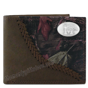 Memphis Tigers Fence Row Camo Genuine Leather Bifold Wallet