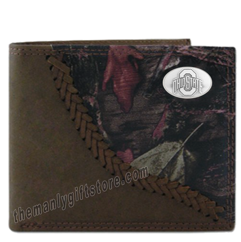 Ohio State Buckeyes Fence Row Camo Genuine Leather Bifold Wallet