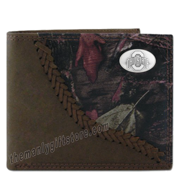 Ohio State Buckeyes Fence Row Camo Genuine Leather Bifold Wallet