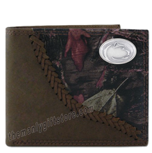 Load image into Gallery viewer, Penn State Nittany Lion Fence Row Camo Genuine Leather Bifold Wallet
