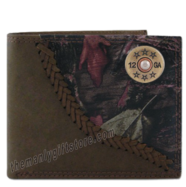 Shotgun Shell Fence Row Camo Genuine Leather Bifold Wallet