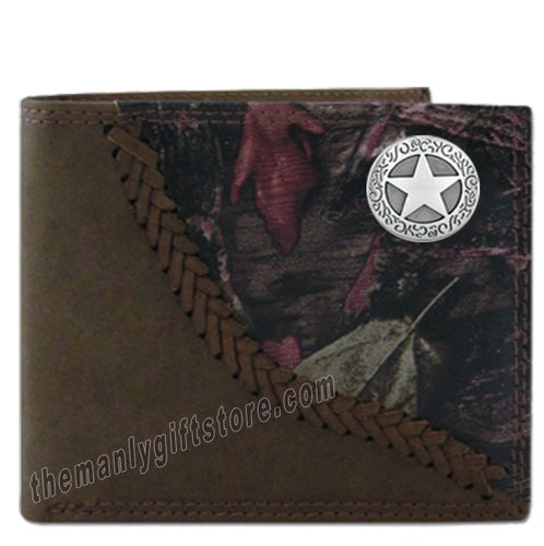 Texas Star Fence Row Camo Genuine Leather Bifold Wallet