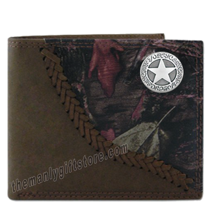 Texas Star Fence Row Camo Genuine Leather Bifold Wallet