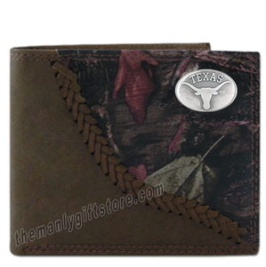 Texas Longhorns Fence Row Camo Genuine Leather Bifold Wallet