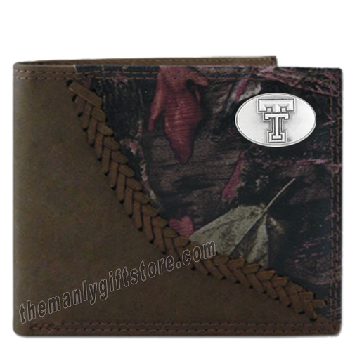 Texas Tech Red Raiders Fence Row Camo Genuine Leather Bifold Wallet