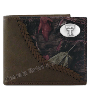 Texas Tech Red Raiders Fence Row Camo Genuine Leather Bifold Wallet