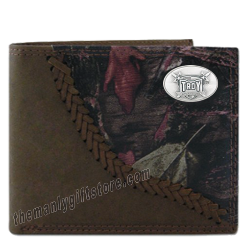 Troy Alabama Trojans  Fence Row Camo Genuine Leather Bifold Wallet