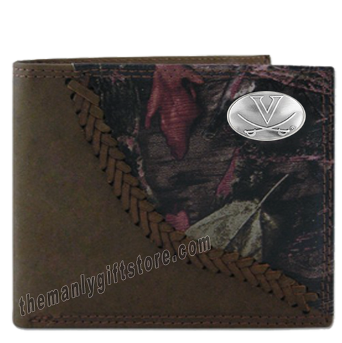 Virginia Cavaliers Fence Row Camo Genuine Leather Bifold Wallet