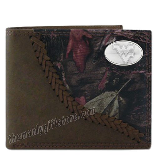 West Virginia Fence Row Camo Genuine Leather Bifold Wallet