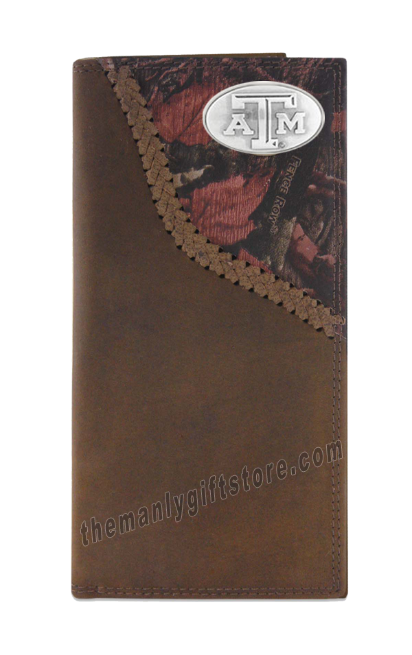 Texas A&M Aggies Fence Row Camo Genuine Leather Roper Wallet