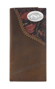 Arkansas Razorbacks Fence Row Camo Leather Roper Wallet
