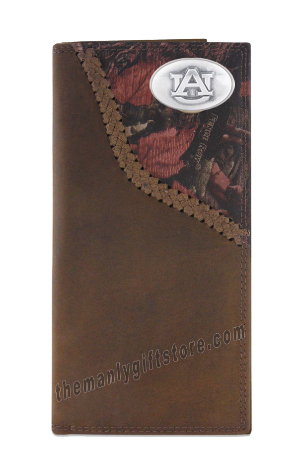 Auburn Tigers Fence Row Camo Genuine Leather Roper Wallet