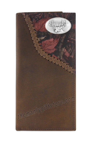 Buck Deer Fence Row Camo Genuine Leather Roper Wallet