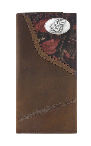 Kansas Jayhawks Fence Row Camo Genuine Leather Roper Wallet