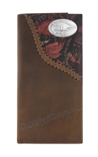 Marlin Saltwater Fish Fence Row Camo Genuine Leather Roper Wallet