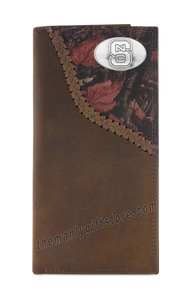 North Carolina State Fence Row Camo Genuine Leather Roper Wallet