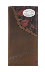 OSU Oklahoma State Fence Row Camo Genuine Leather Roper Wallet