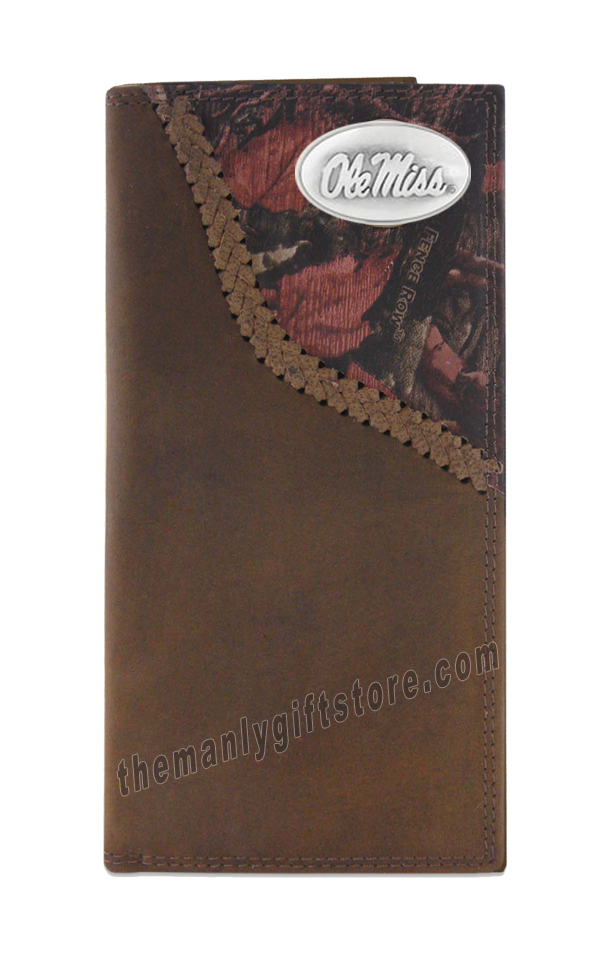 Ole Miss Rebels Fence Row Camo Genuine Leather Roper Wallet