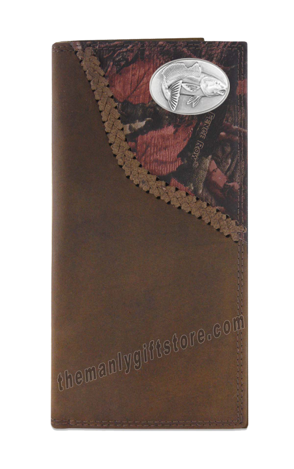 Saltwater Redfish Fence Row Camo Genuine Leather Roper Wallet