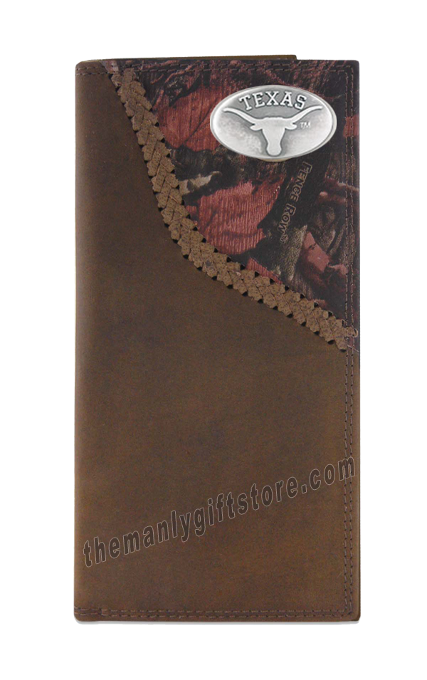 Texas Longhorns Fence Row Camo Genuine Leather Roper Wallet