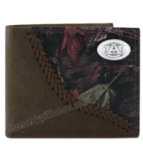 Auburn Tigers Fence Row Camo Genuine Leather Bifold Wallet