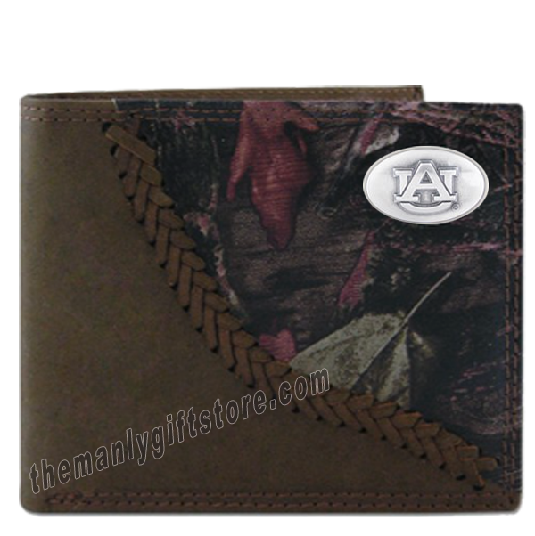 Auburn Tigers Fence Row Camo Genuine Leather Bifold Wallet