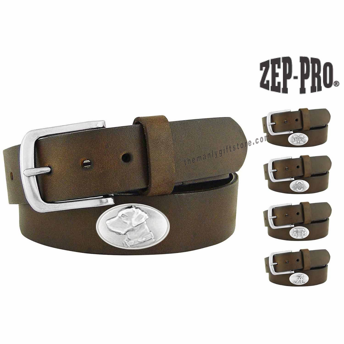 NCAA Georgia Southern Eagles Full Grain Leather Braided Concho Belt, Brown, 44-Inch