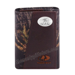 Alabama Crimson Tide Mossy Oak Camo Zep Pro Trifold Leather Wallet
