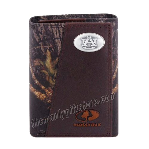 Auburn Tigers Mossy Oak Camo Zep Pro Trifold Leather Wallet