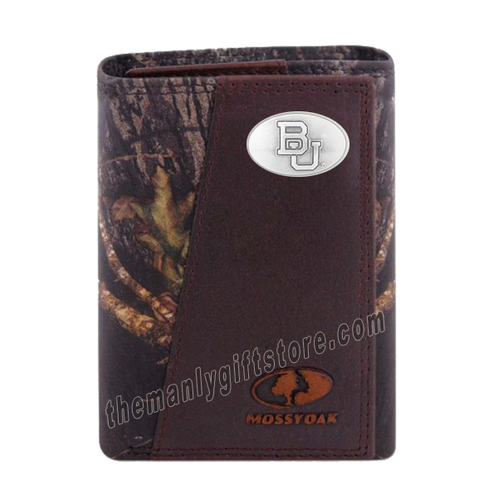 Baylor Bears Mossy Oak Camo Zep Pro Trifold Leather Wallet