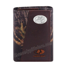 Load image into Gallery viewer, Clemson Tigers Mossy Oak Camo Zep Pro Trifold Leather Wallet