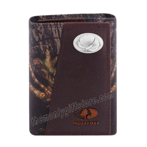 Cotton Logo Mossy Oak Camo Zep Pro Trifold Leather Wallet