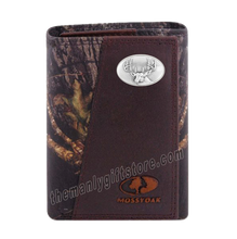Load image into Gallery viewer, Buck Deer Mossy Oak Camo Zep Pro Trifold Leather Wallet