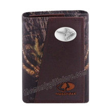 Load image into Gallery viewer, Flying Duck Mossy Oak Camo Zep Pro Trifold Leather Wallet