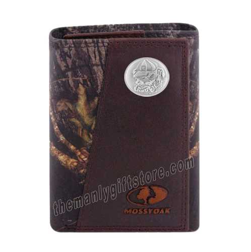 Georgia Bulldogs Mascot Mossy Oak Camo Zep Pro Trifold Leather Wallet