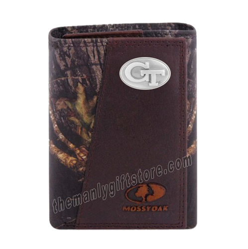 Georgia Tech Yellow Jackets Mossy Oak Camo Zep Pro Trifold Leather Wallet