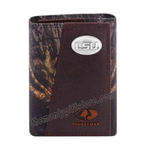 Louisiana State University LSU Mossy Oak Camo Zep Pro Trifold Leather Wallet