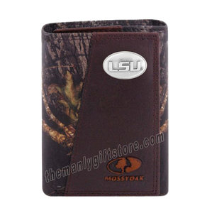 Louisiana State University LSU Mossy Oak Camo Zep Pro Trifold Leather Wallet