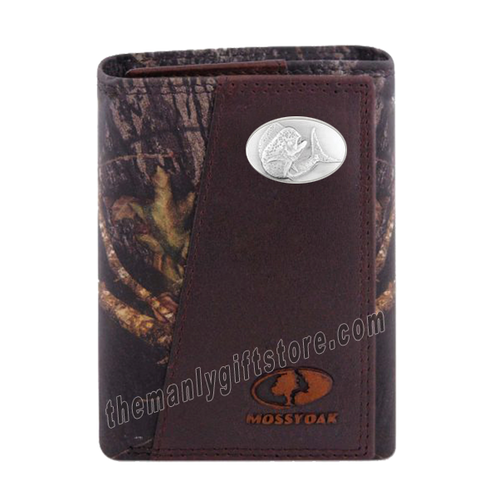 Dolphin Mahi Mahi Mossy Oak Camo Zep Pro Trifold Leather Wallet