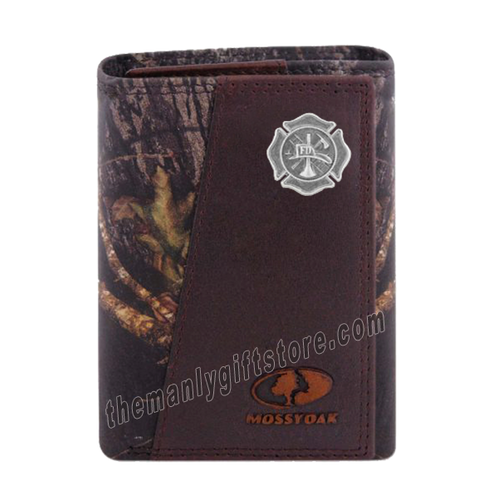 Maltese Cross Fireman Mossy Oak Camo Zep Pro Trifold Leather Wallet
