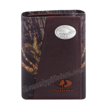 Load image into Gallery viewer, Marlin Saltwater Fish Mossy Oak Camo Zep Pro Trifold Leather Wallet