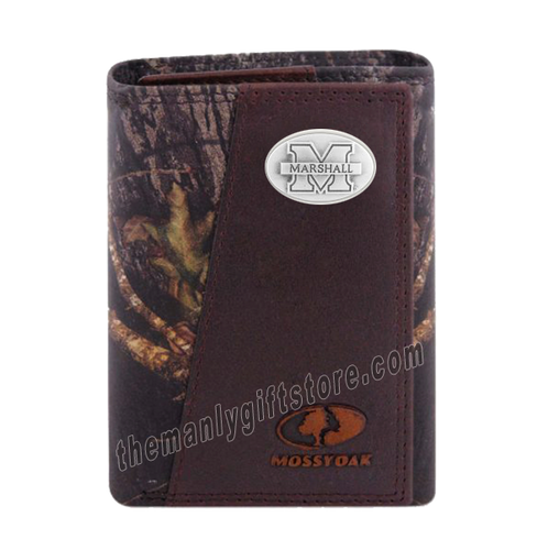 Marshall University Mossy Oak Camo Zep Pro Trifold Leather Wallet