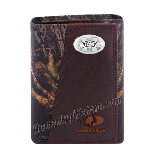 Mississippi State Bulldogs Mossy Oak Camo Zep Pro Trifold Leather Wallet