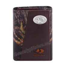 Load image into Gallery viewer, Missouri Tigers Mossy Oak Camo Zep Pro Trifold Leather Wallet