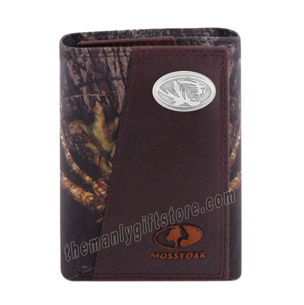 Missouri Tigers Mossy Oak Camo Zep Pro Trifold Leather Wallet