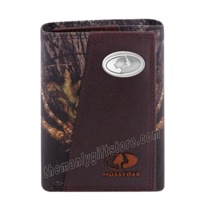 Mossy Oak Logo Mossy Oak Camo Zep Pro Trifold Leather Wallet