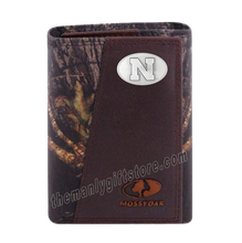 Load image into Gallery viewer, Nebraska Cornhuskers Mossy Oak Camo Zep Pro Trifold Leather Wallet