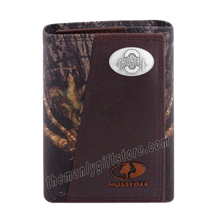 Load image into Gallery viewer, Ohio State Buckeyes Mossy Oak Camo Zep Pro Trifold Leather Wallet