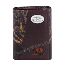Load image into Gallery viewer, Ole Miss Rebels Mossy Oak Camo Zep Pro Trifold Leather Wallet