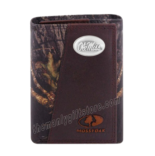Ole Miss Rebels Mossy Oak Camo Zep Pro Trifold Leather Wallet